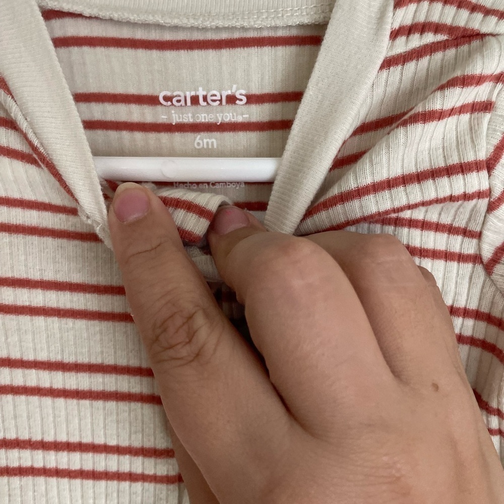 Carter's Red and Cream Striped Footie with Koala Patch size 6M - Picture 5 of 5